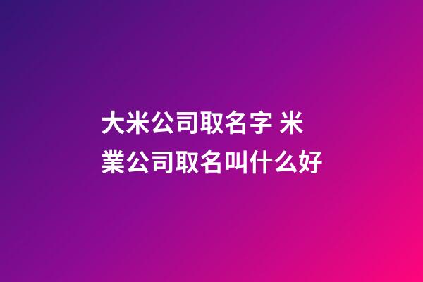 大米公司取名字 米業公司取名叫什么好-第1張-公司起名-玄機派